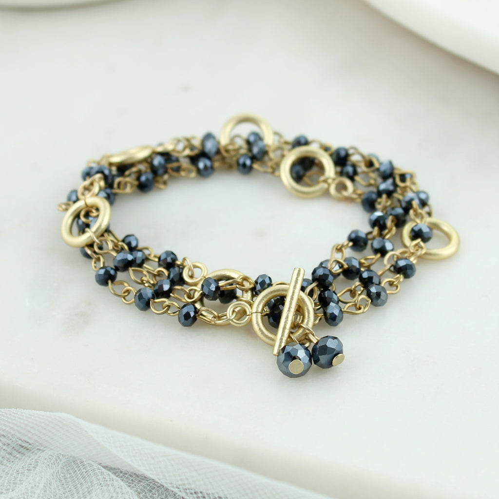 Navy & Gold Gameday Beaded Necklace/Bracelet