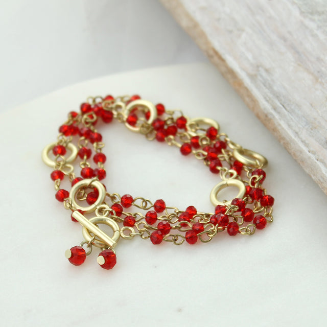 Red & Gold Gameday Beaded Necklace/Bracelet