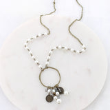 34” Vintage Coin & Pearl Loop Cluster Necklace