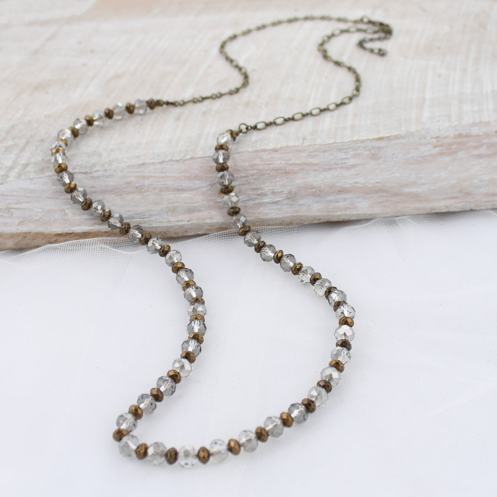 34 - 36" Crystal and Vintage Bead Necklace