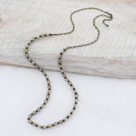 34 - 36" Crystal and Vintage Bead Necklace