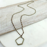 34” Wood & Pentagon Necklace