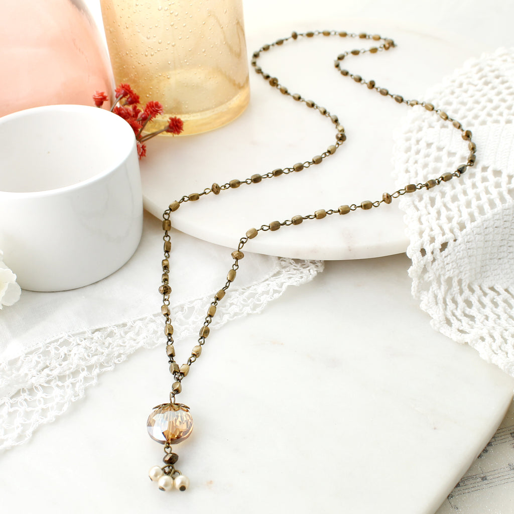 33" Crystal & Pearl Necklace