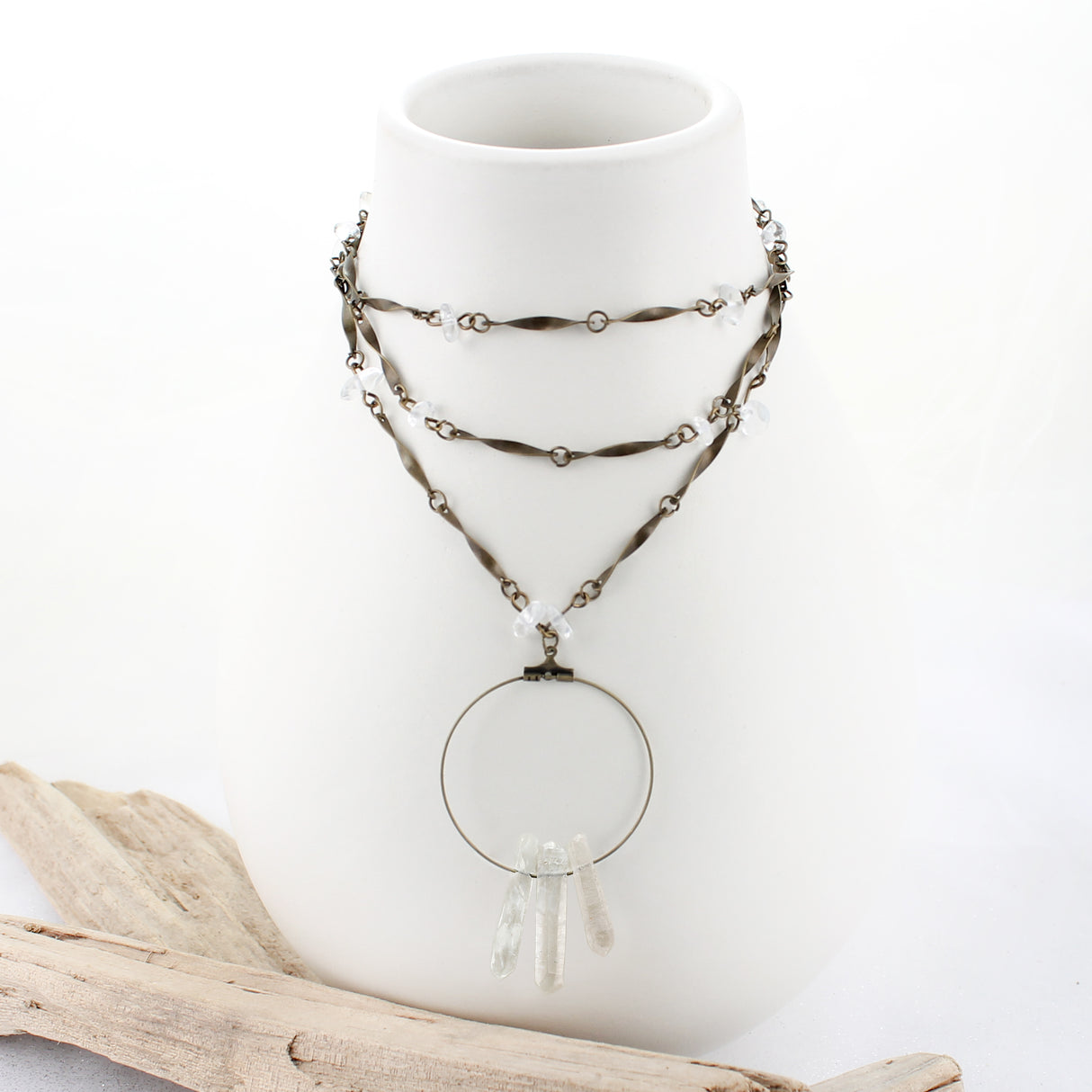 34" Rough Cut Crystal Loop Necklace