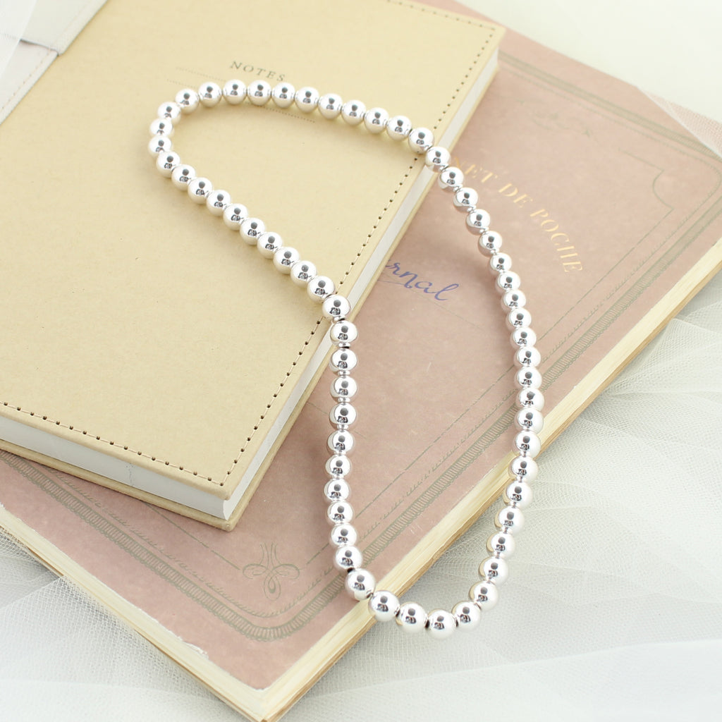 Silver Bead 18” Stretch Necklace