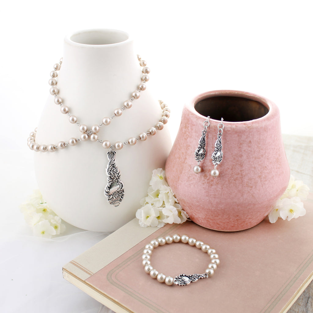33" Antique Spoon & Pearl Necklace
