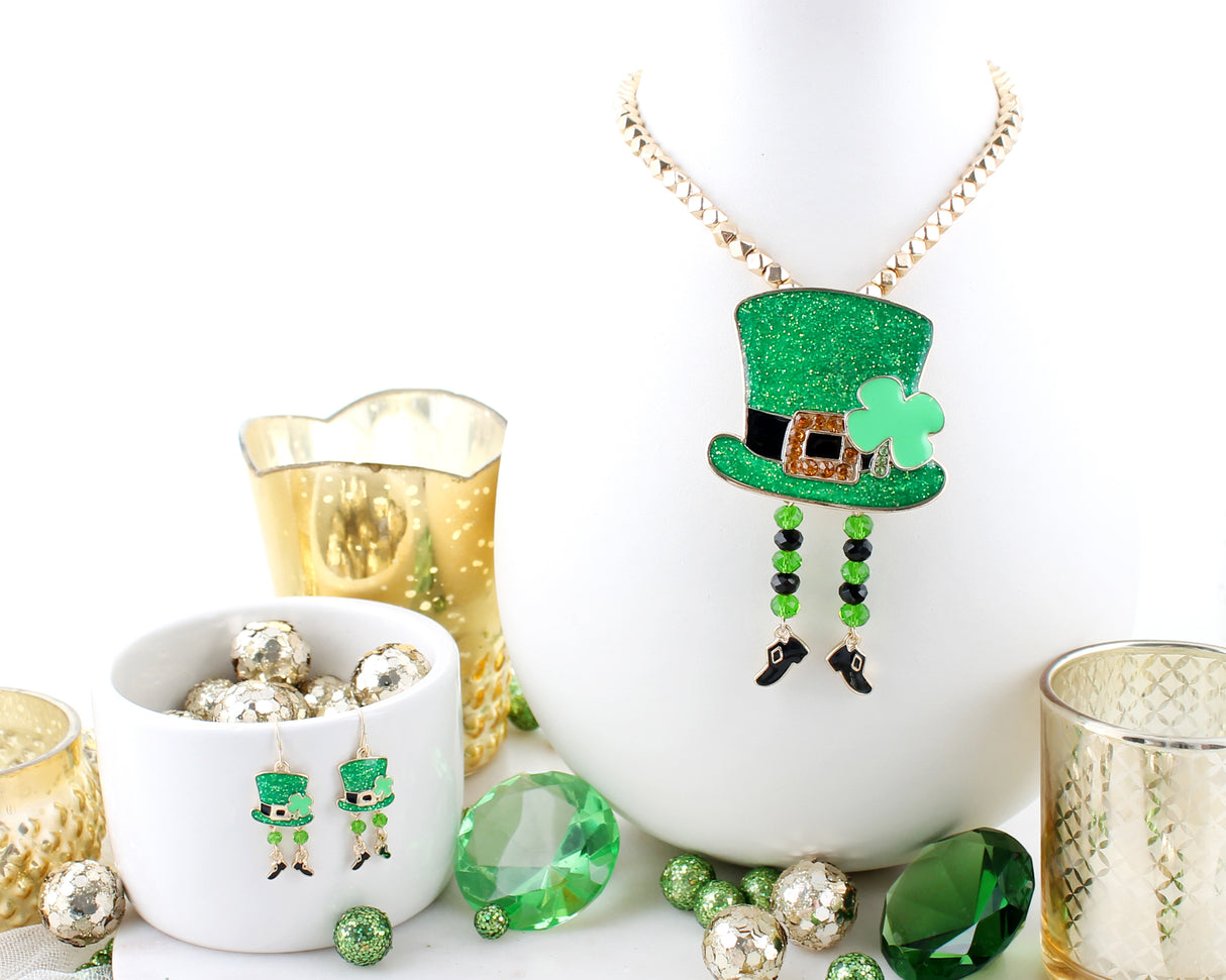 Dangle Leg Leprechaun Hat Earrings