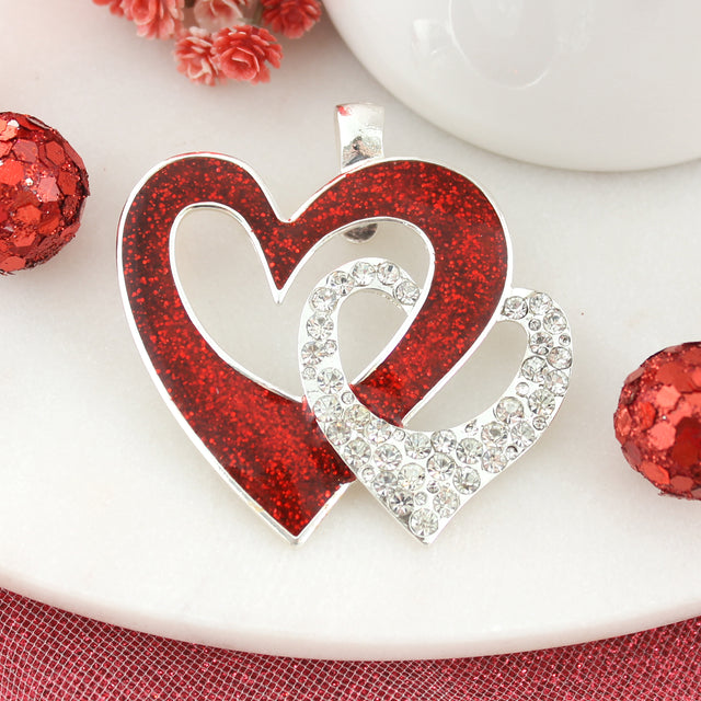 Coming Soon! Enamel & Crystal Interlocking Hearts Pendant