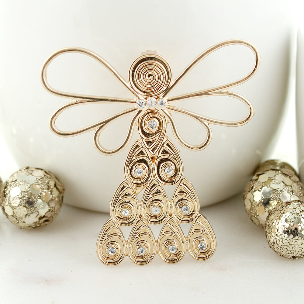 Gold & Crystal Angel Pin/Pendant