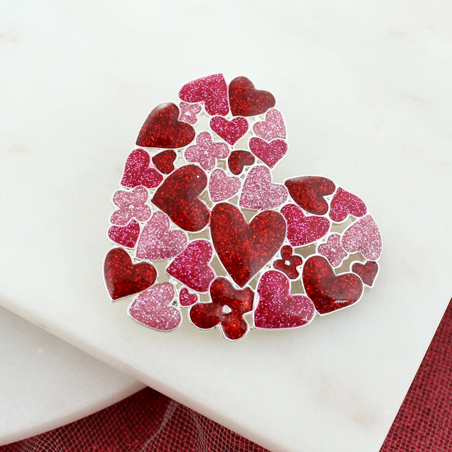 Glitter Enamel Multi-Hearts Pin/Pendant