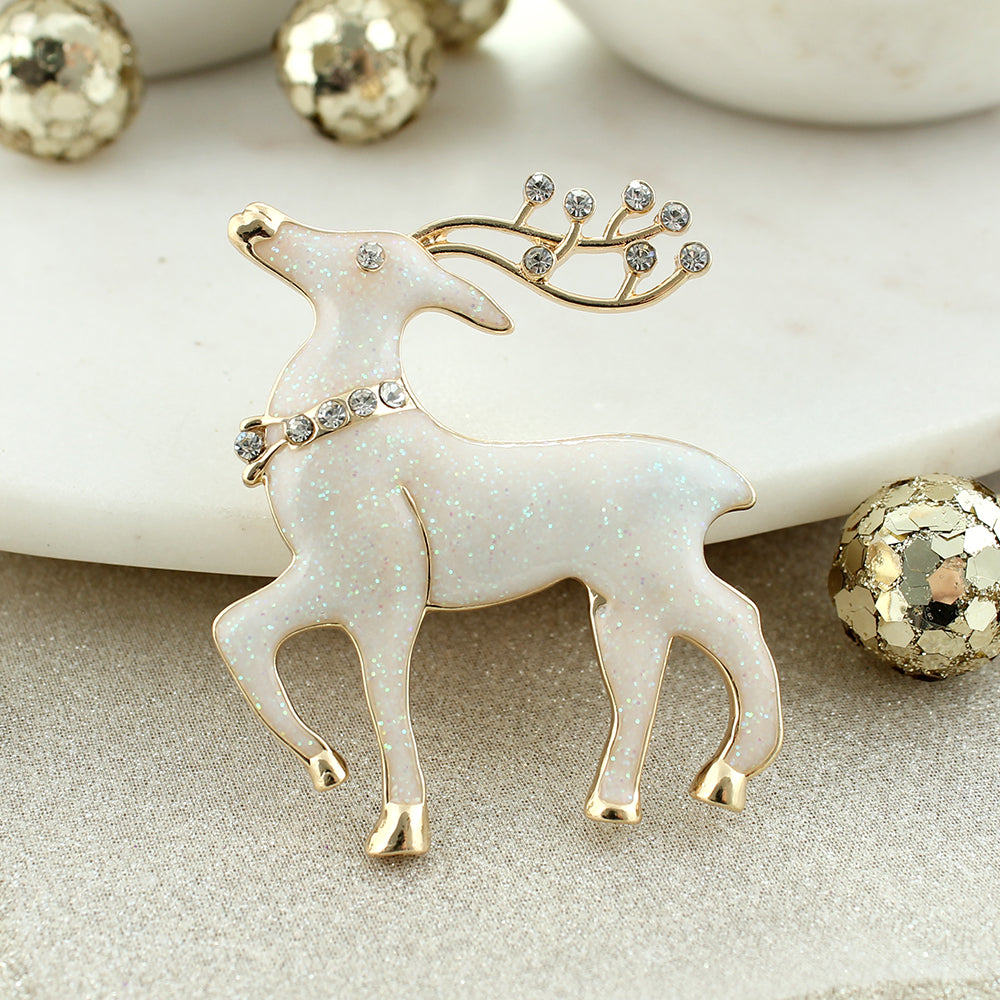Gold Glitter Reindeer Pin/Pendant