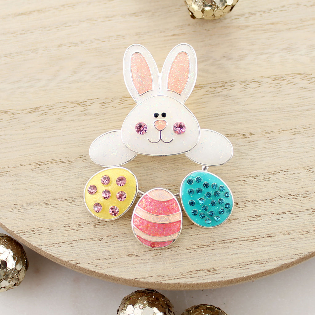 Enamel Bunny & Dangle Egg Pin/Pendant
