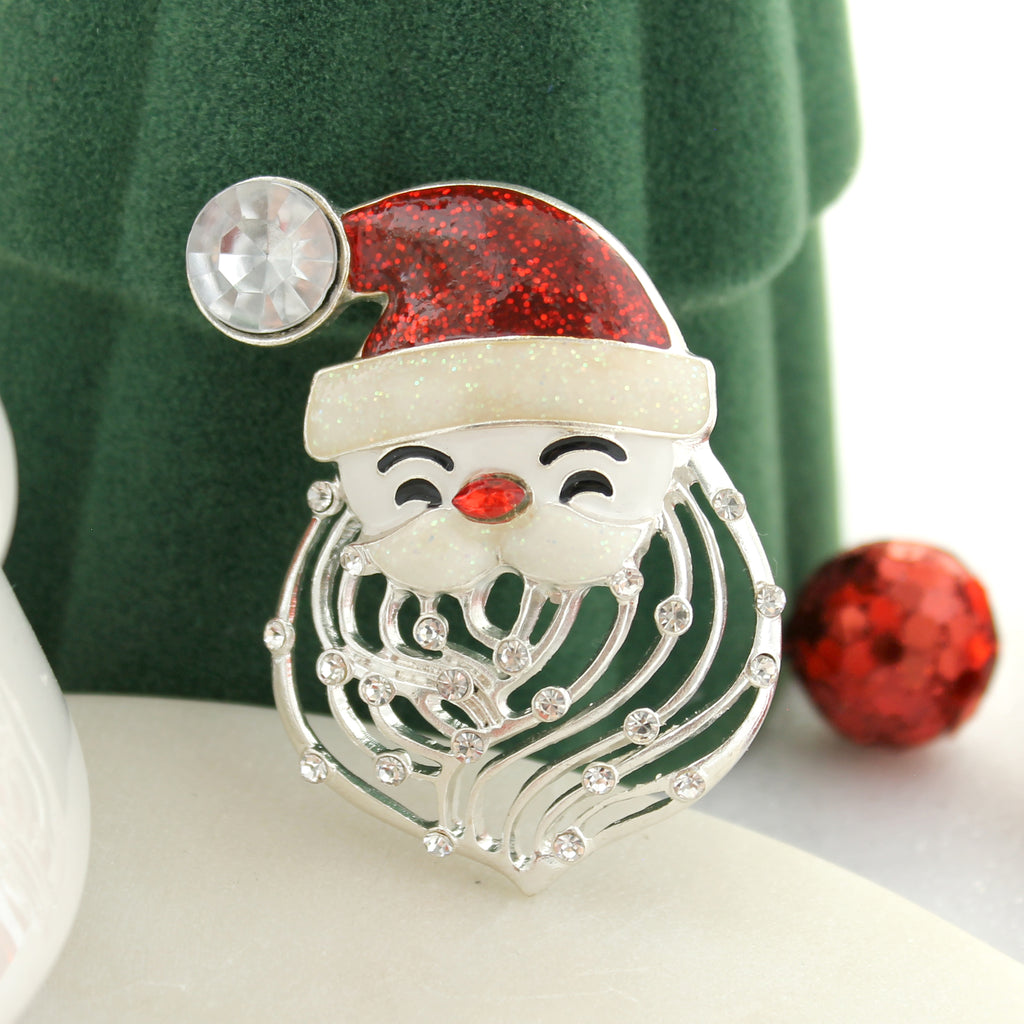 Crystal Beard Santa Face Pin/Pendant